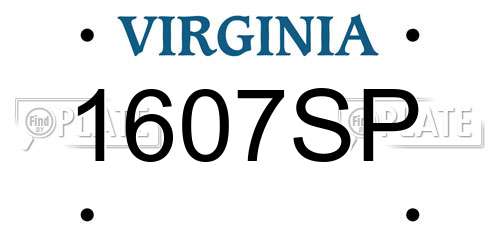1607SP Virginia License Plate
