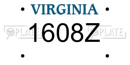 1608Z Virginia License Plate