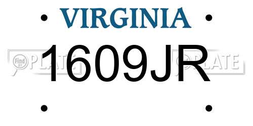1609JR Virginia License Plate