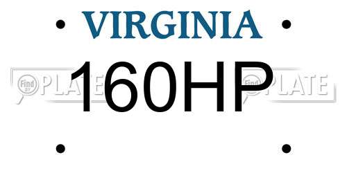 160HP Virginia License Plate