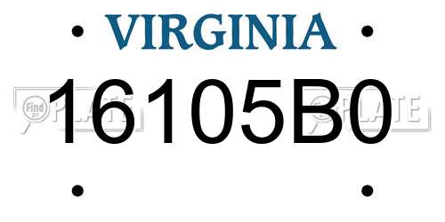16105B0 Virginia License Plate