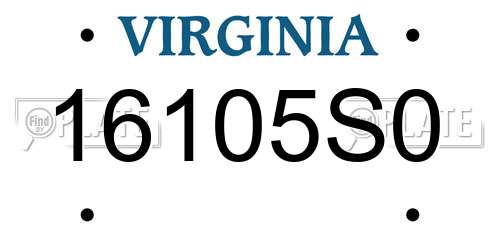 16105S0 Virginia License Plate