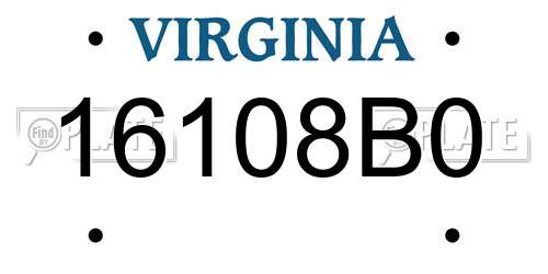 16108B0 Virginia License Plate