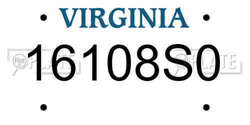 16108S0 Virginia License Plate
