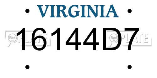 16144D7 Virginia License Plate