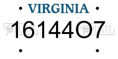 16144O7 Virginia License Plate