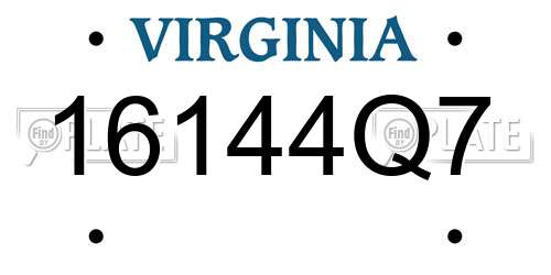 16144Q7 Virginia License Plate