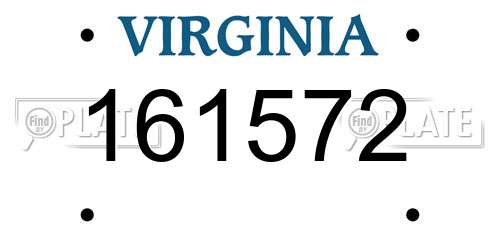 161572 Virginia License Plate