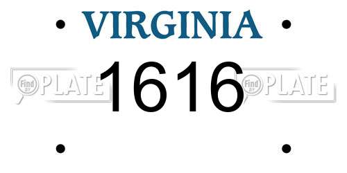 1616 Virginia License Plate