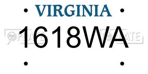 1618WA Virginia License Plate