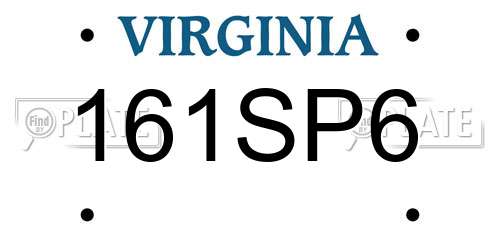 161SP6 Virginia License Plate