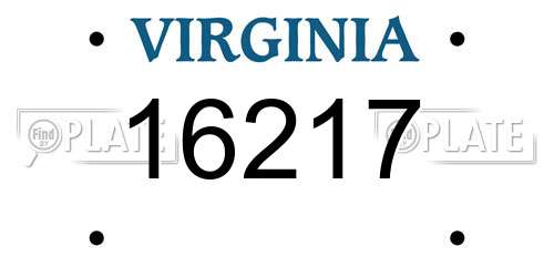 16217 Virginia License Plate