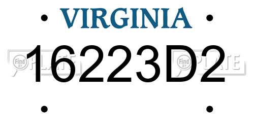 16223D2 Virginia License Plate