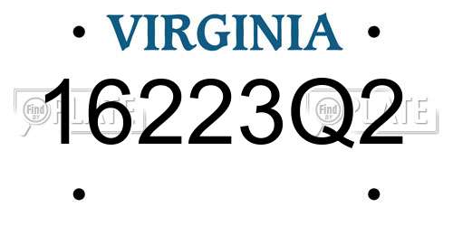 16223Q2 Virginia License Plate