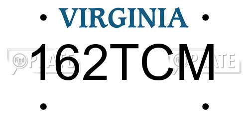 162TCM Virginia License Plate
