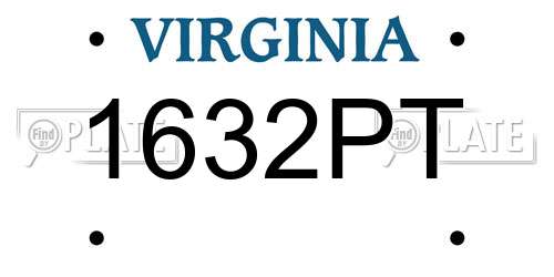 1632PT Virginia License Plate