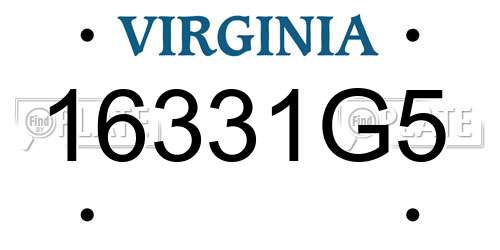 16331G5 Virginia License Plate