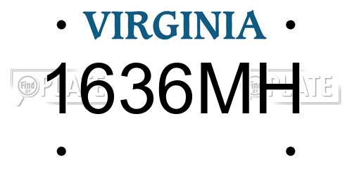 1636MH Virginia License Plate