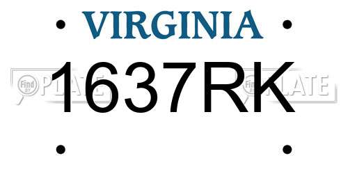 1637RK Virginia License Plate