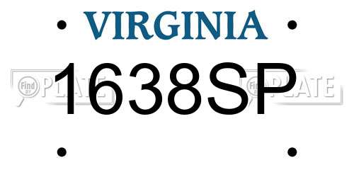 1638SP Virginia License Plate
