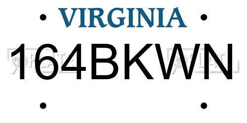 164BKWN Virginia License Plate
