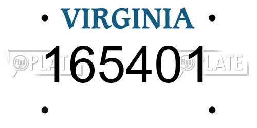 165401 Virginia License Plate