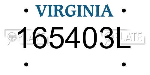 165403L Virginia License Plate