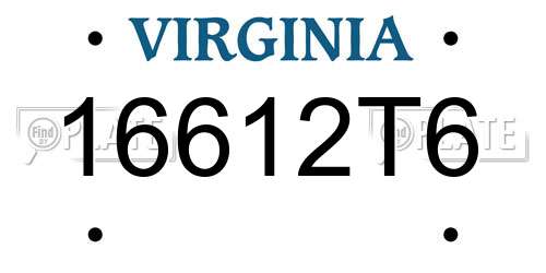 16612T6 Virginia License Plate