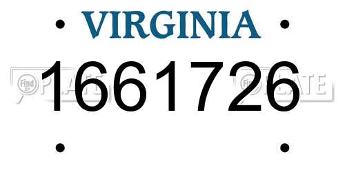 1661726 Virginia License Plate