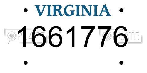 1661776 Virginia License Plate