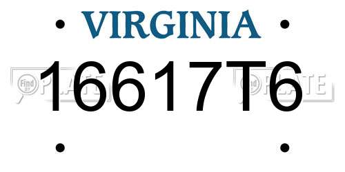 16617T6 Virginia License Plate