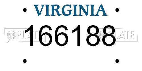 166188 Virginia License Plate