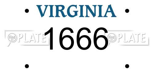 1666 Virginia License Plate