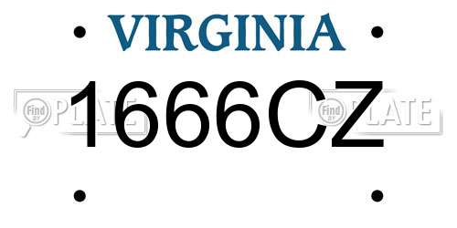 1666CZ Virginia License Plate