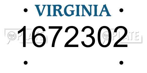 1672302 Virginia License Plate