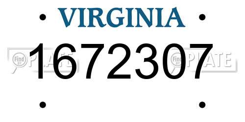 1672307 Virginia License Plate