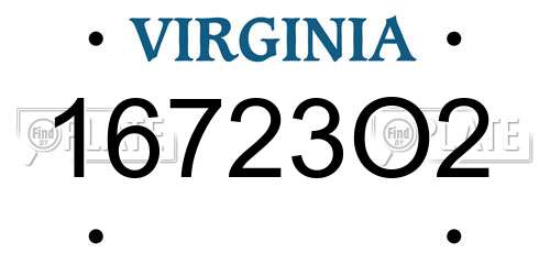 16723O2 Virginia License Plate