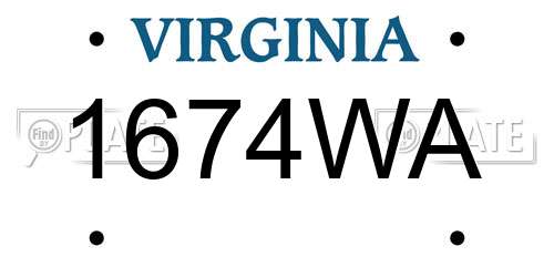1674WA Virginia License Plate