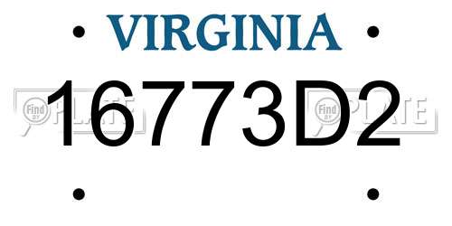 16773D2 Virginia License Plate