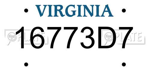 16773D7 Virginia License Plate