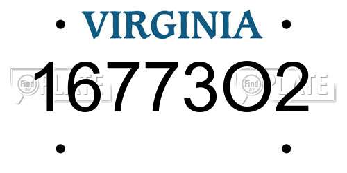 16773O2 Virginia License Plate