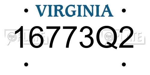 16773Q2 Virginia License Plate