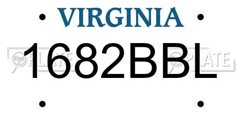 1682BBL Virginia License Plate