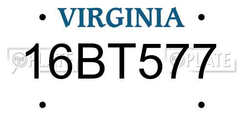 16BT577 Virginia License Plate