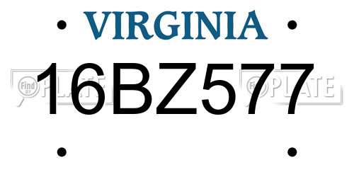 16BZ577 Virginia License Plate