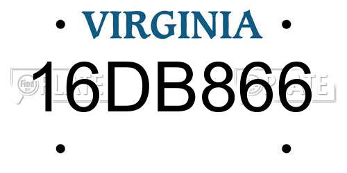 16DB866 Virginia License Plate