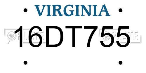 16DT755 Virginia License Plate