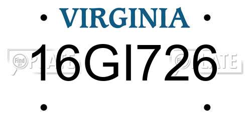 16GI726 Virginia License Plate