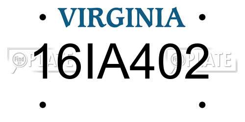 16IA402 Virginia License Plate