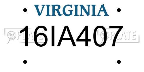 16IA407 Virginia License Plate